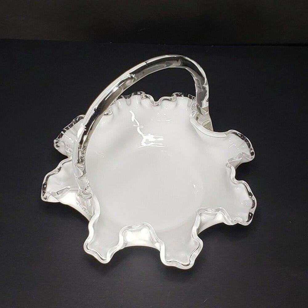 Fenton Silver Crest Glass Basket Vintage - Picture 3 of 9